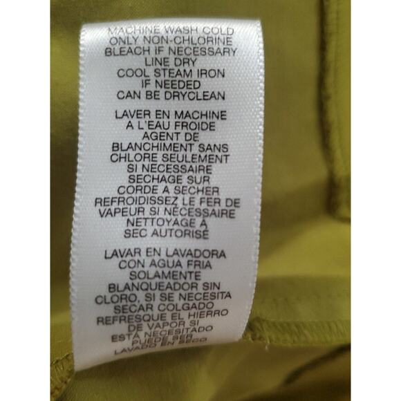 2 Michael by Michael Kors Med Short Sleeve Pleated Satiny Tops Green & Brown - Picture 10 of 14